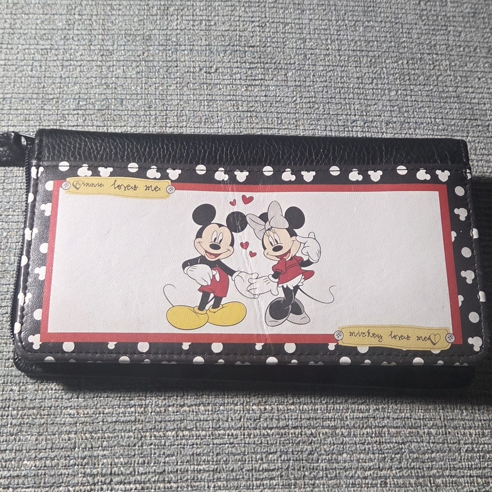 Disney Mickey & Minnie Cartoon Wallet - Black, White, Red, Yellow